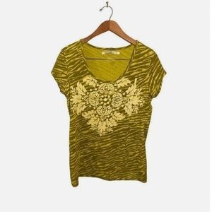 Athleta women’s scoop neck animal print y shirt tee zebra floral green women’s L